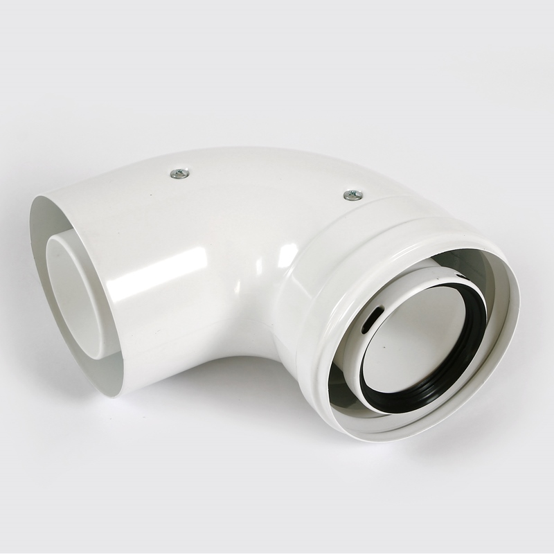 Отвод 90° коаксиальный, D=80 мм, алюминиевый эмалированный BAXI KHG71401801