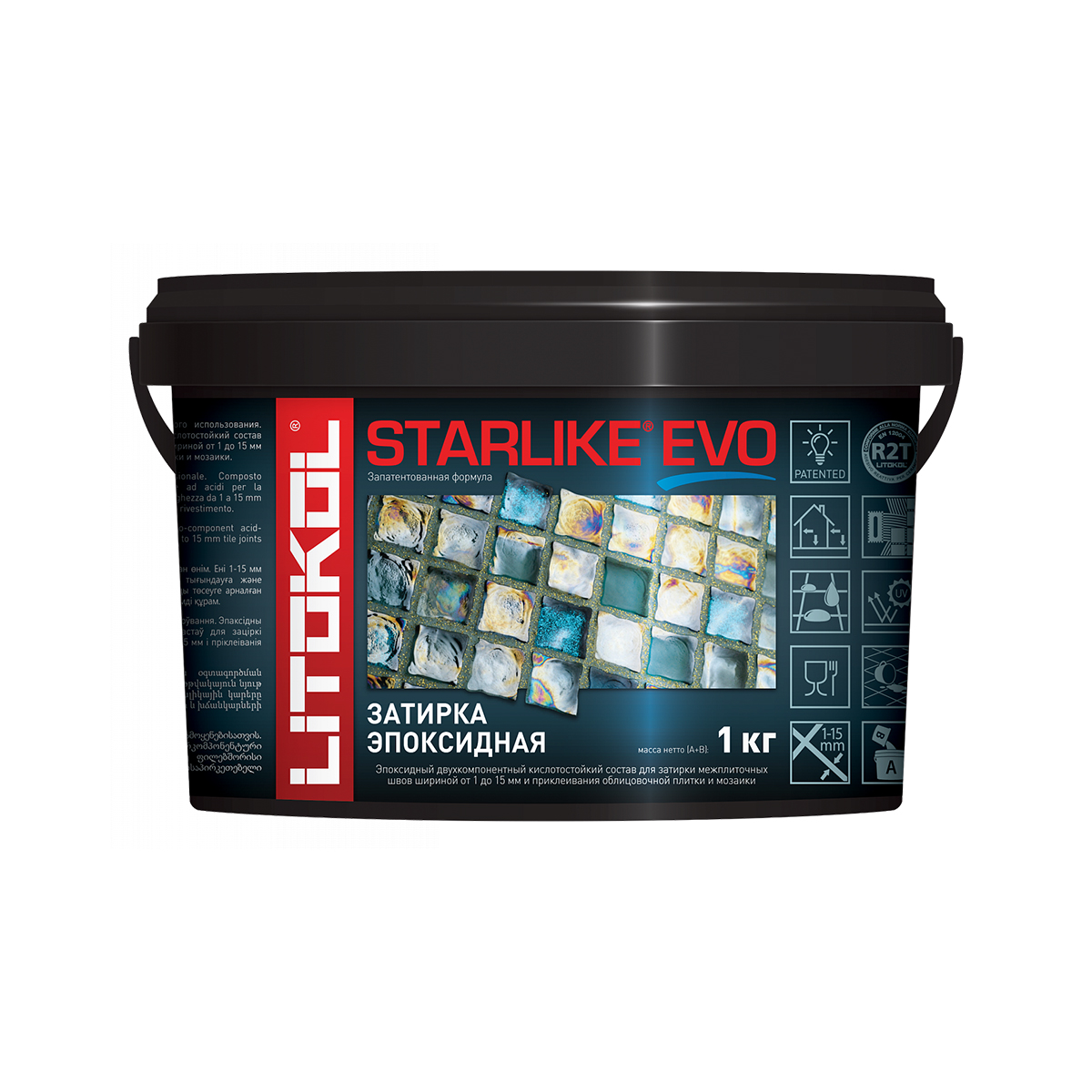 Затирка эпоксидная 2-х комп. "starlike evo" s.115 grigio seta, ведро 1 кг (1) litokol