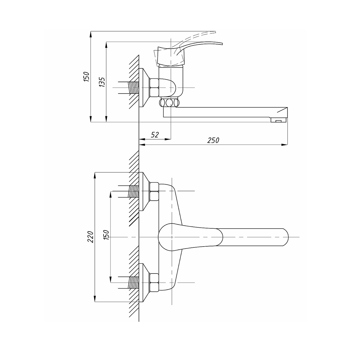 Смеситель для кухни (настенный) "tsarsberg" tsb-920-3505 (1/10) "профсан"