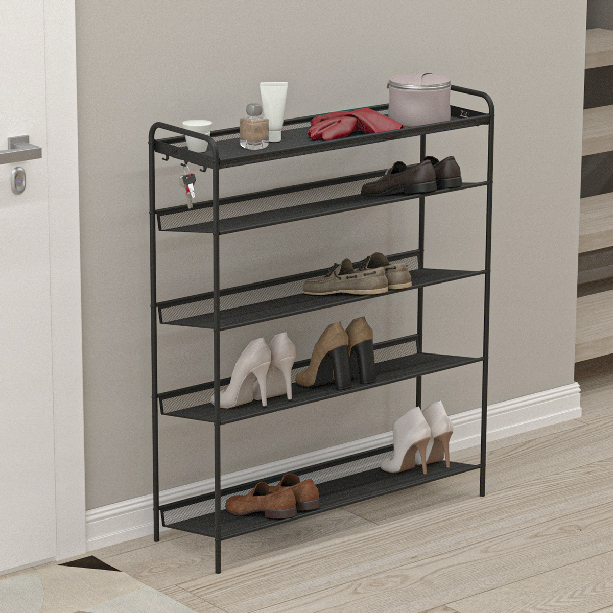 Подставка для обуви "женева 35" 5 полок (870*270*1060 мм) черный (1) пдо ж35 ч