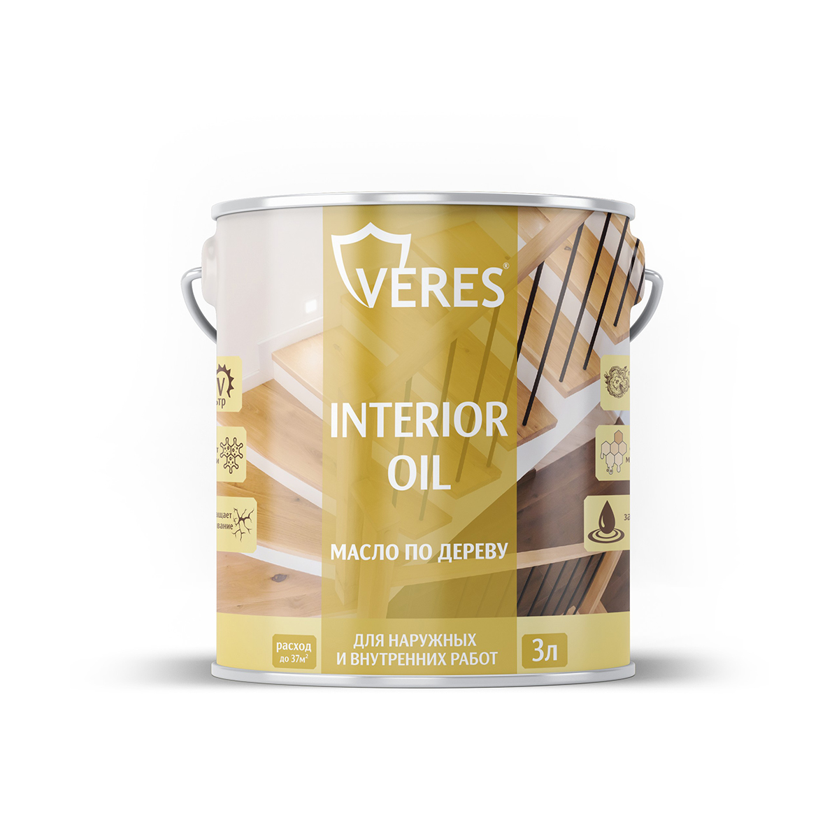 Масло по дереву "interior oil" для внутр. и наружных работ белый 3 л (1/6) "veres"