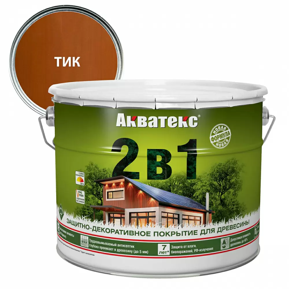 Акватекс 2 в 1 защит.-декор. покрытие для дерева алкидное полуматовое лессирующее, тик (9л)