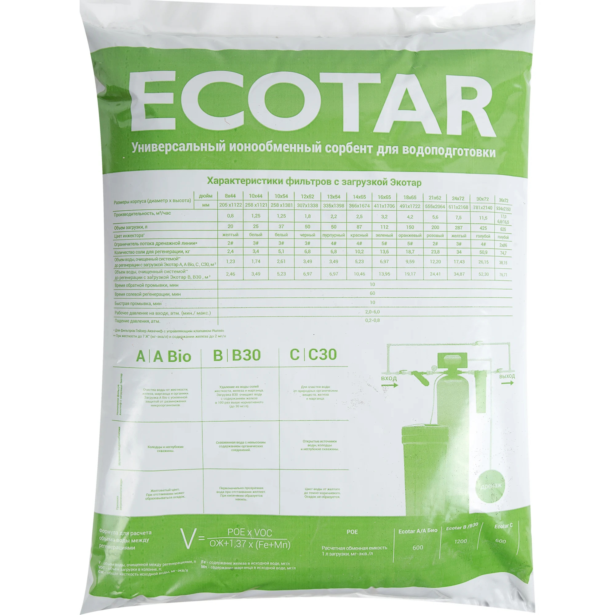 Фильтрующая засыпка Экотар А Био 12л