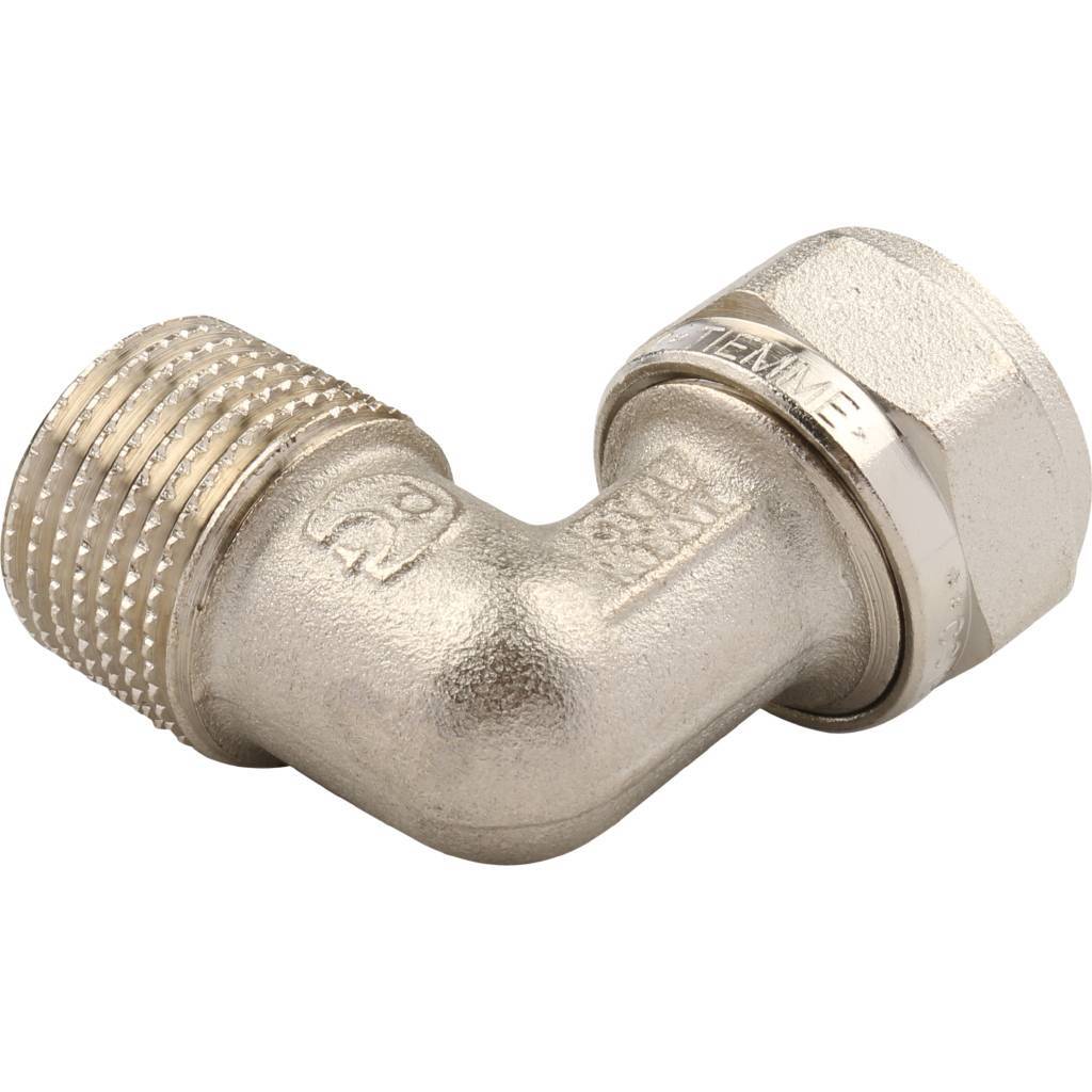 Угол переходной 16 х 1/2'' НР обжимной TIEMME для металлопластиковых труб