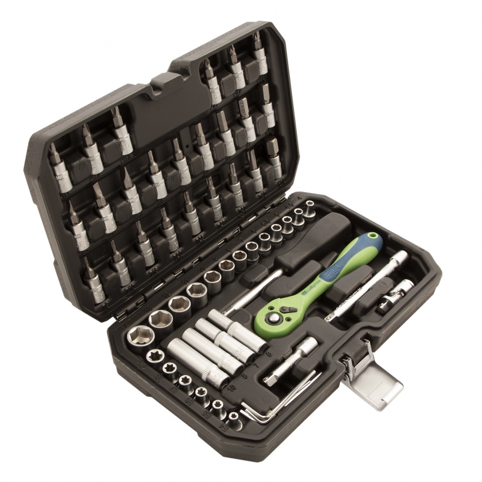 Набор инструментов 56 предметов, CrV, 1/4" Сибртех (13525)