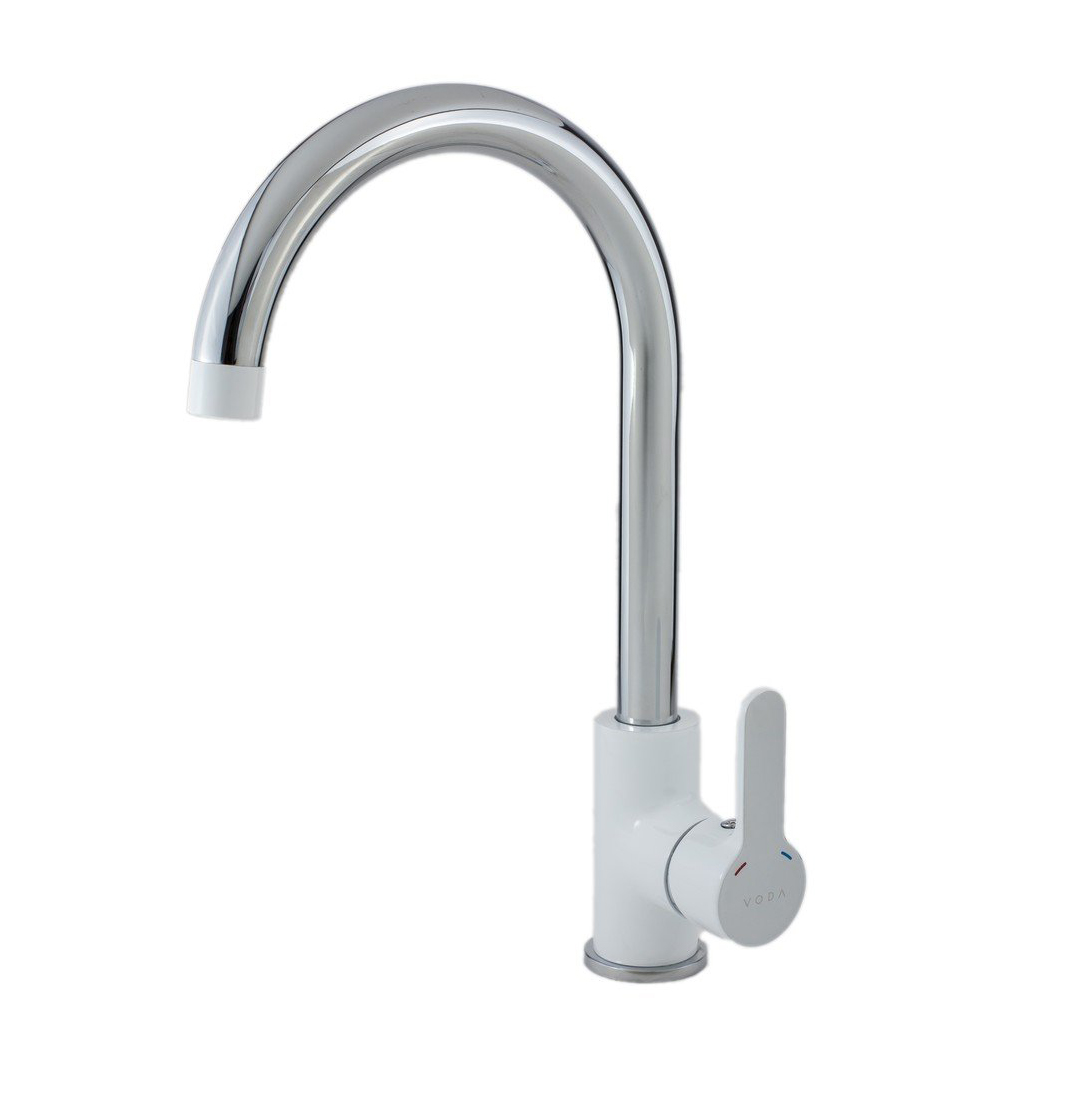 Смеситель для кухни "snow" sw 519 w высокий поворотный излив (1/10) "voda"