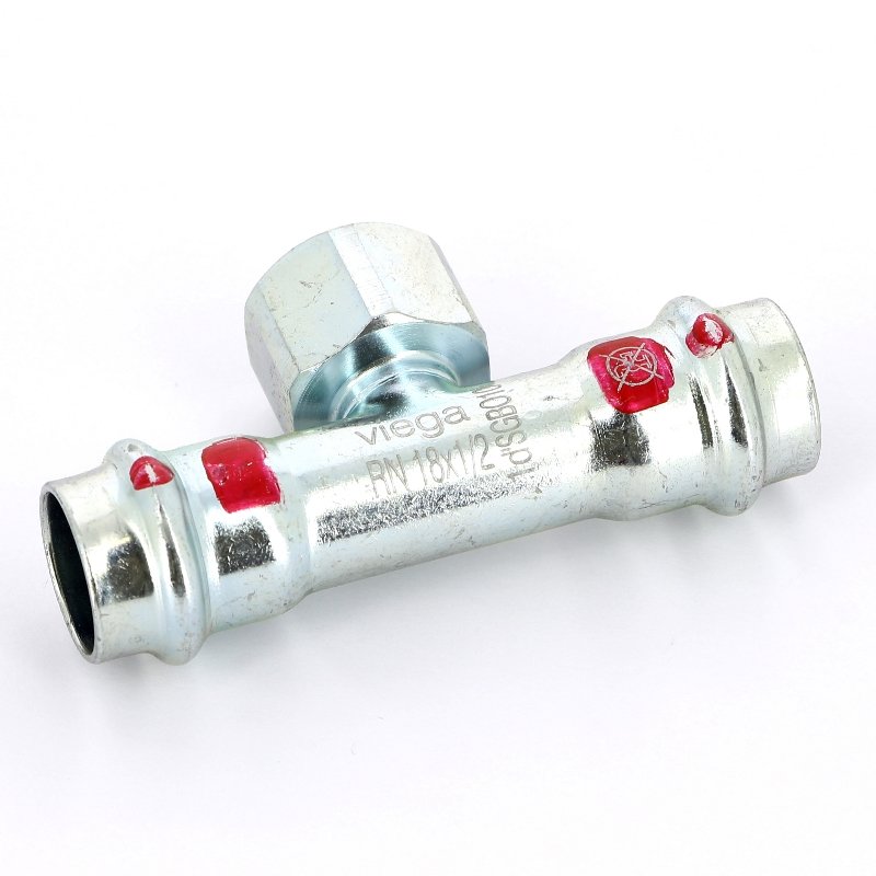 Тройник пресс-В 18x1/2"x18 оцинкованная сталь Prestabo VIEGA