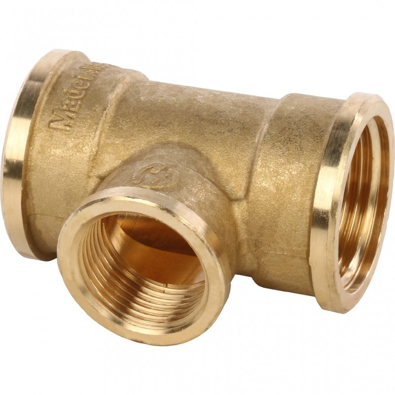 Тройник резьбовой переходной ВР 1" x 3/4" x 1" латунь STOUT