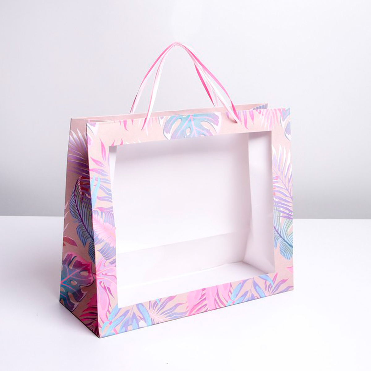 Пакет подарочный крафтовый с окошком "нежность" 31*26*11 см (1/176) "дарите счастье" 7167121