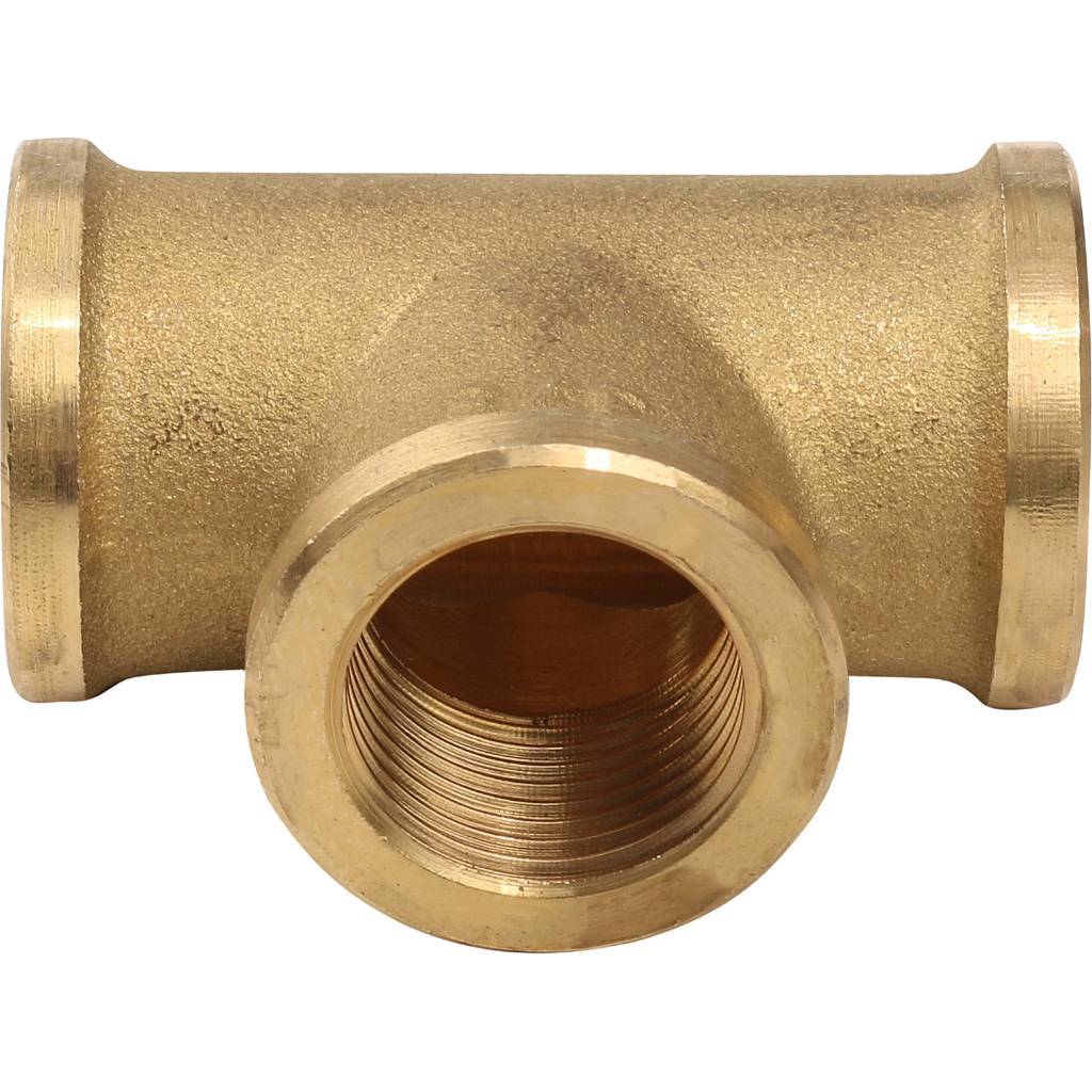 Тройник резьбовой ВР 3/8" латунь TIEMME