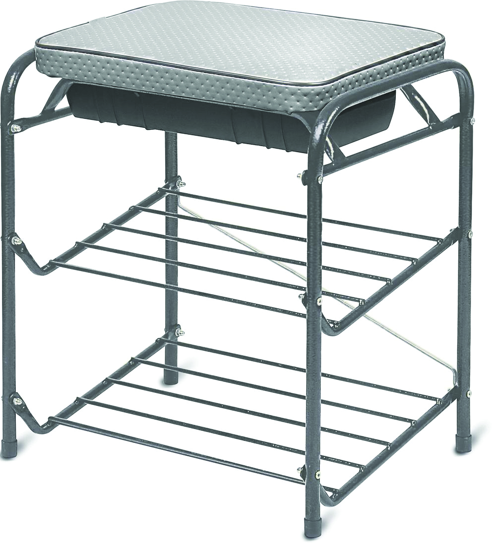 Банкетка разборная 2 полки, мягкое сиденье серебро, ящик (44 х 33 х 51 см) (1) бп1  "ника"