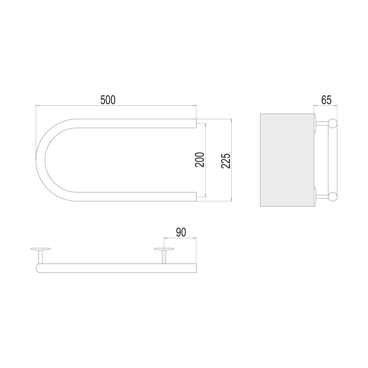 Полотенцесушитель электрич. "электро 25" п-образный 500*200 мм (хром) (1) "terminus"