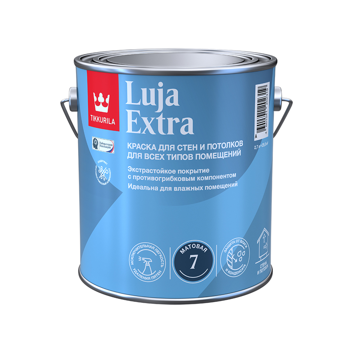 Краска "luja extra 7" база с  2,7 л матовая для стен и потолков экстрастойкая (1/6) "тиккурила"