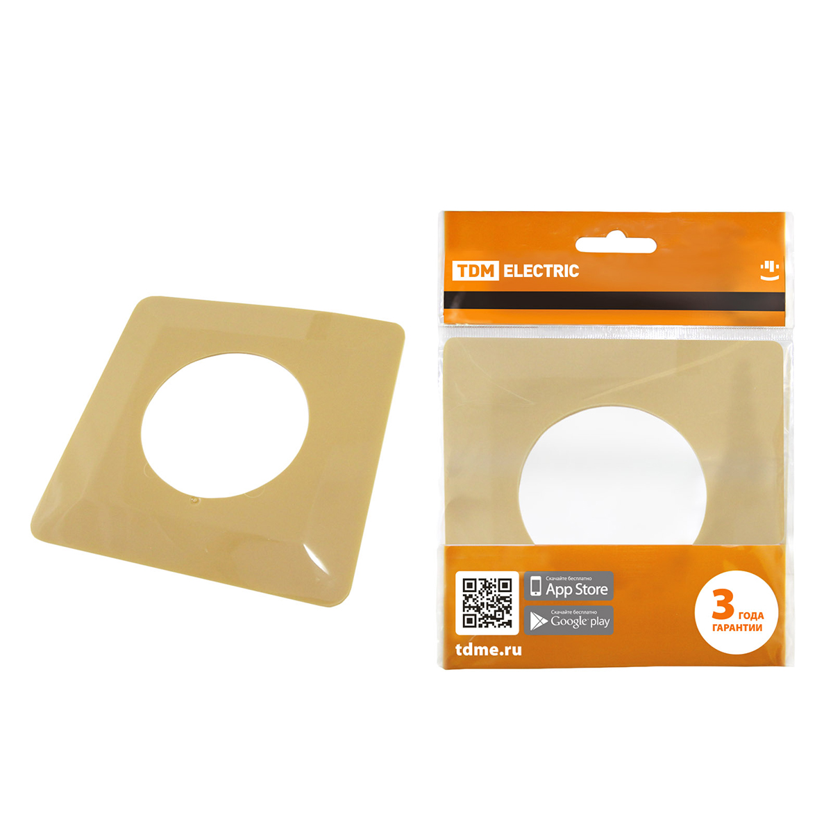 Рамка защитная для выключ./розеток одноместная 130*130 мм, слон. кость (1/100) tdm sq1822-0003