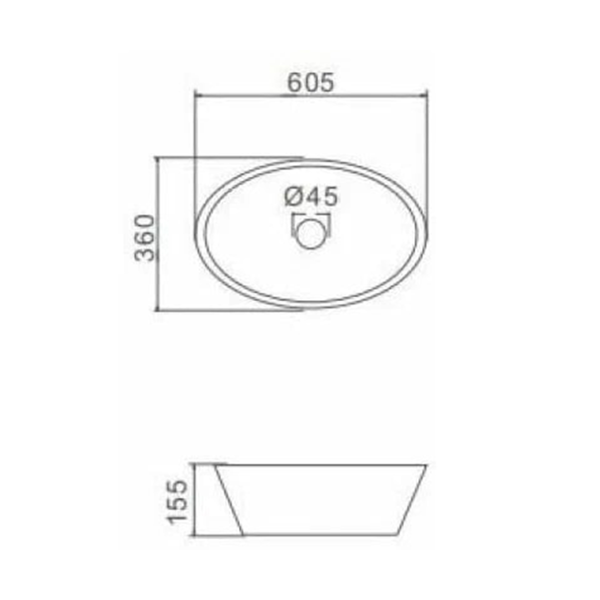 Раковина накладная gt303 фаянсовая 60,5*36*15,5 см, белая (1) "gappo"