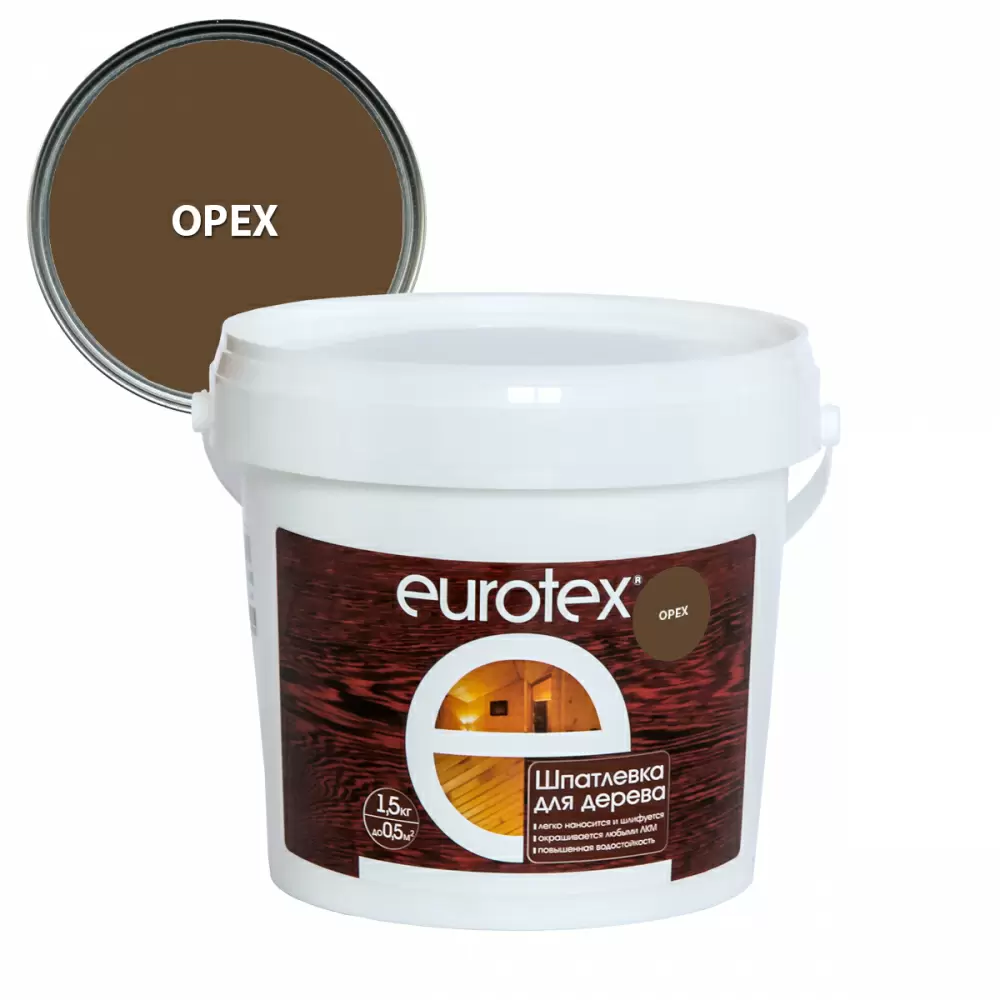 EUROTEX Шпатлевка для дерева для наружных и внутренних работ акрил, орех (1,5кг)