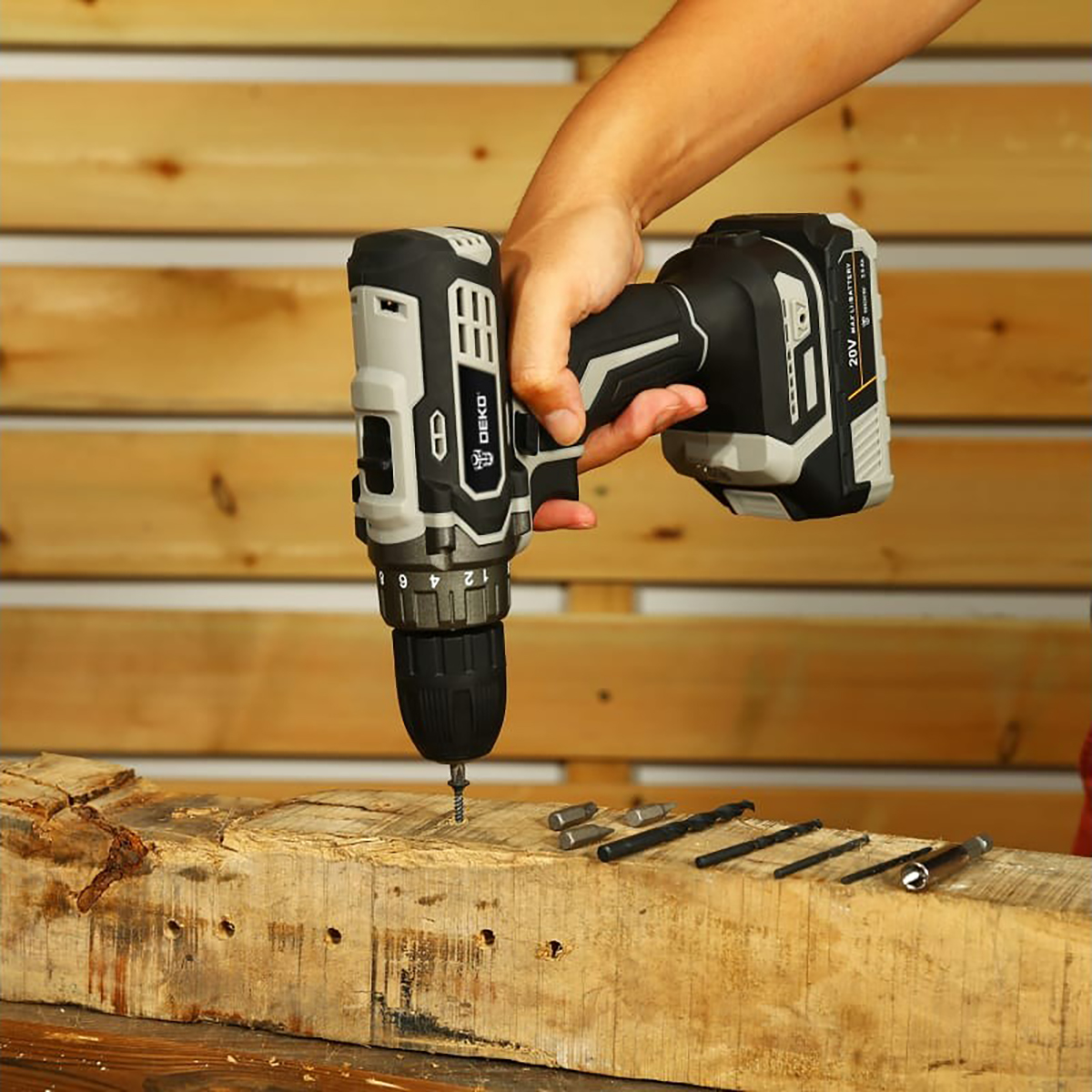 Дрель-шуруповерт аккум. dkcd20 black edition set 3 с набором инструментов 63 предм. "deko" 063-4050