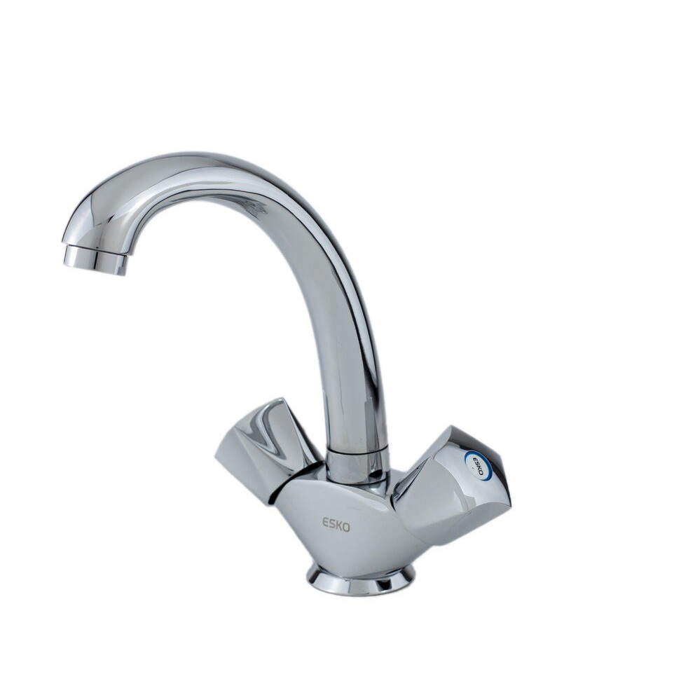 Смеситель для умывальника "moscow" ms 26  поворотный, двухвентильный (1/10) "esko"