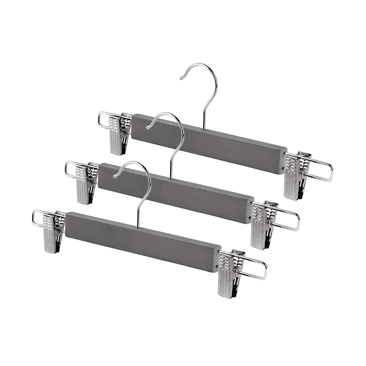 Вешалки для брюк и юбок "japanese" дерев. с клипсами (3 шт.) серые (1/36) "valiant" jb-22508s