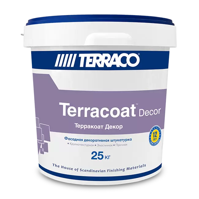 TERRACO TERRACOAT DECOR штукатурка декоративная с крупной текстурой, шагрень, прозрачная база (25кг)