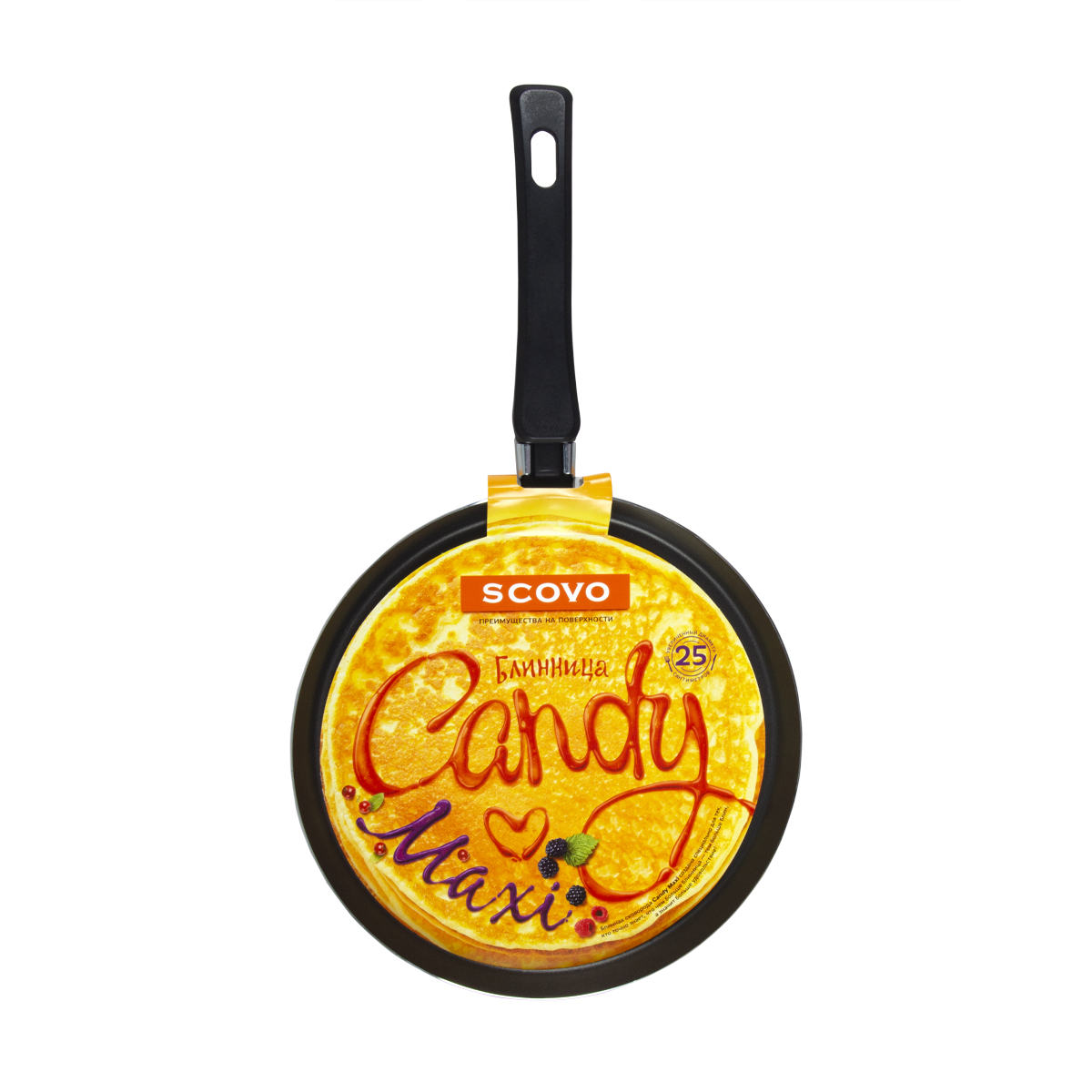 Сковорода антипригарн. для блинов "candy maxi"  25 см (1/12) "scovo"