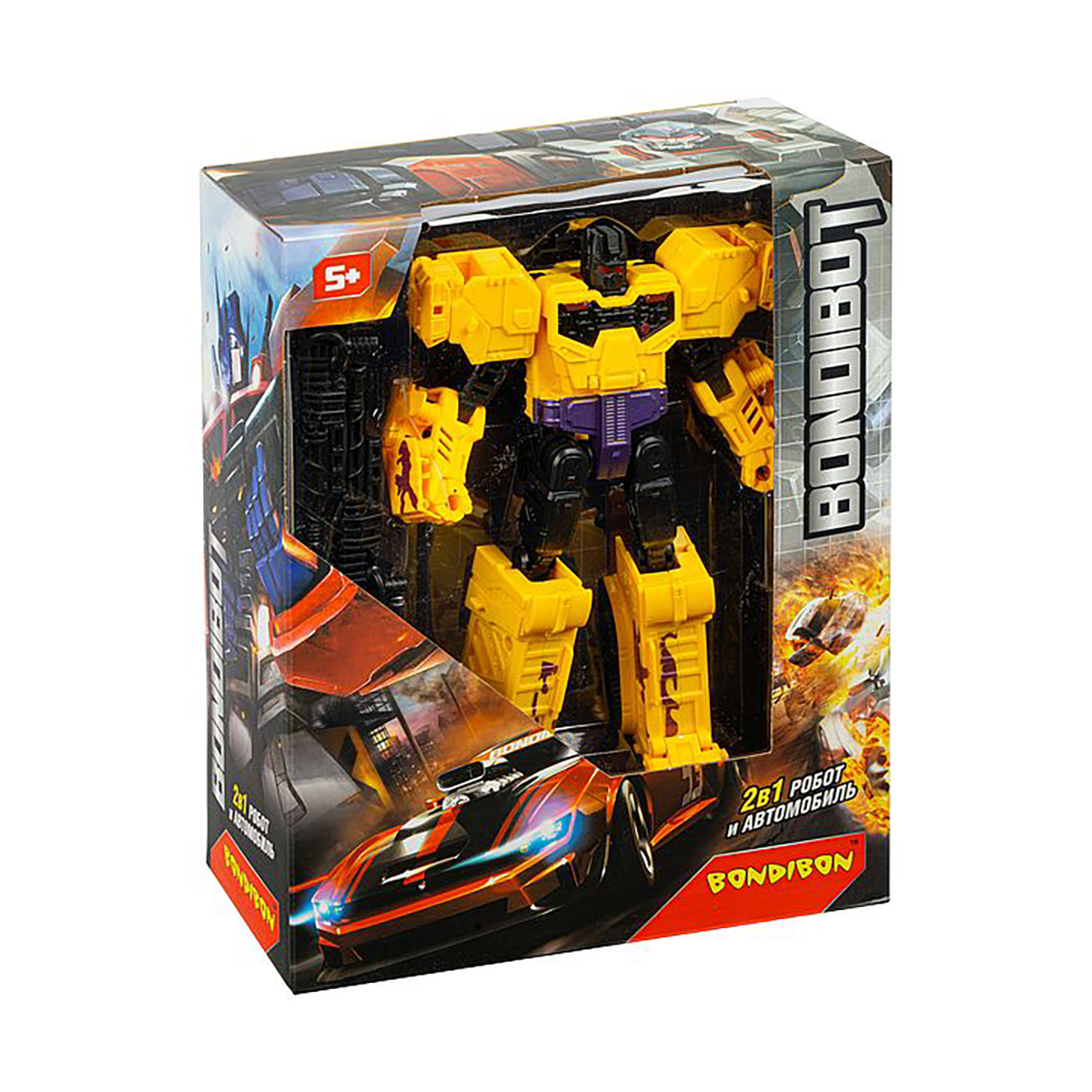 Трансформер 2 в 1 "bondibot" робот и автомобиль, желтый "bondibon" вв4955