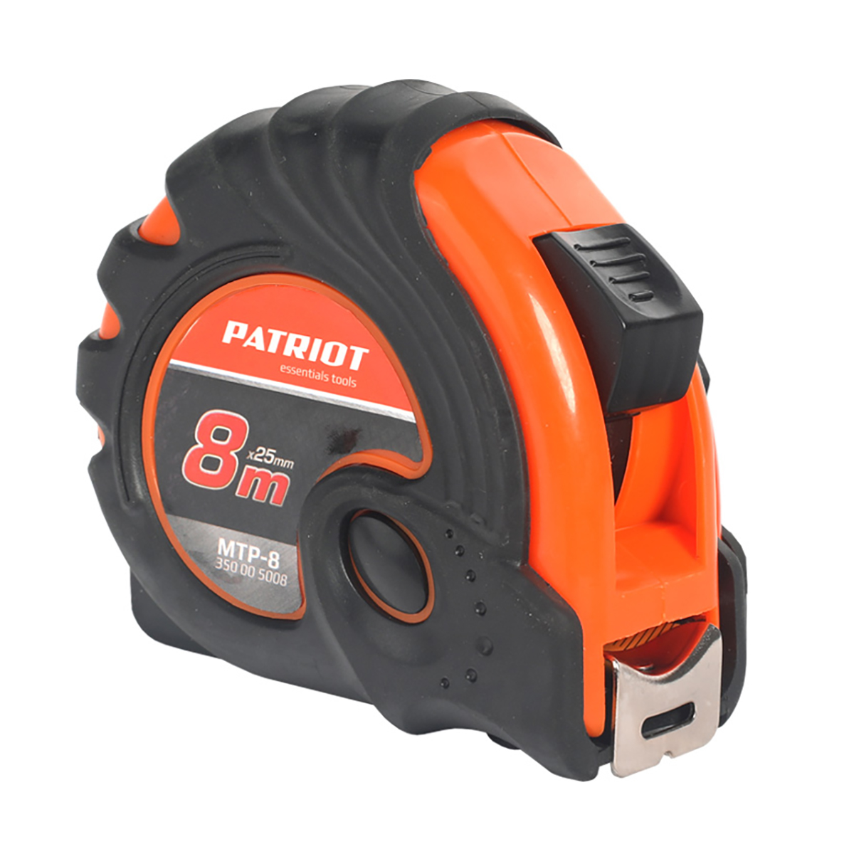 Рулетка с фиксатором  8 м/25 мм mtp-8 обрезин. корпус (1/6/60) "patriot" 350005008