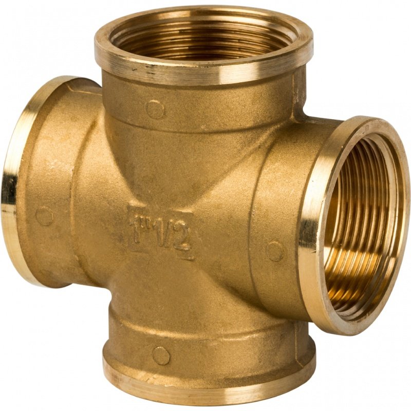 Крестовина резьбовая ВР 1"1/2 латунь STOUT