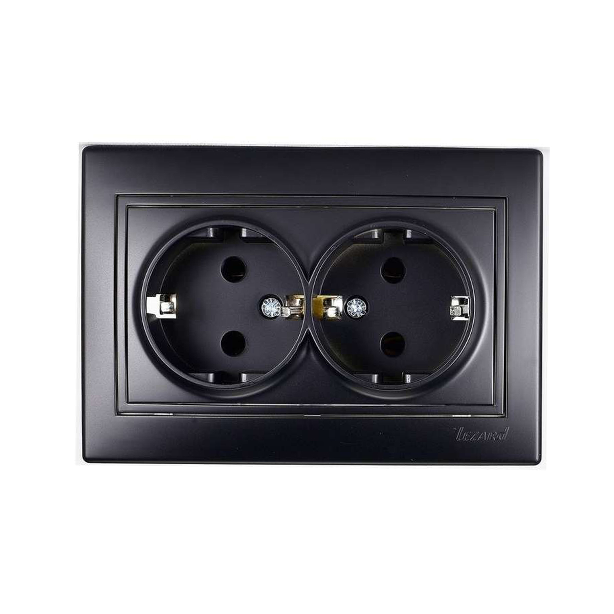Розетка "mira" 2-х местн. с заземл. (керамика) черный бархат (1/10/120) "lezard" 701-4242-127