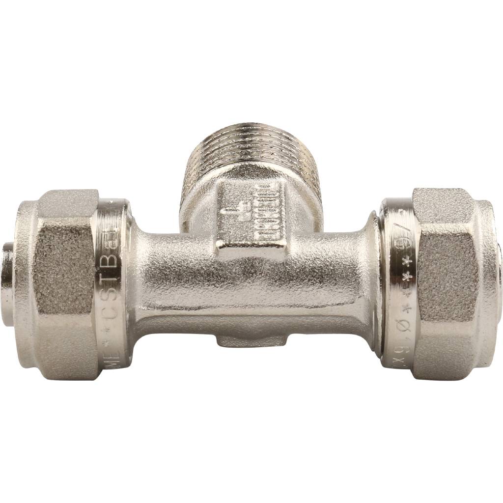 Тройник переходной 16 x 1/2" x 16 НР обжимной TIEMME для металлопластиковых труб