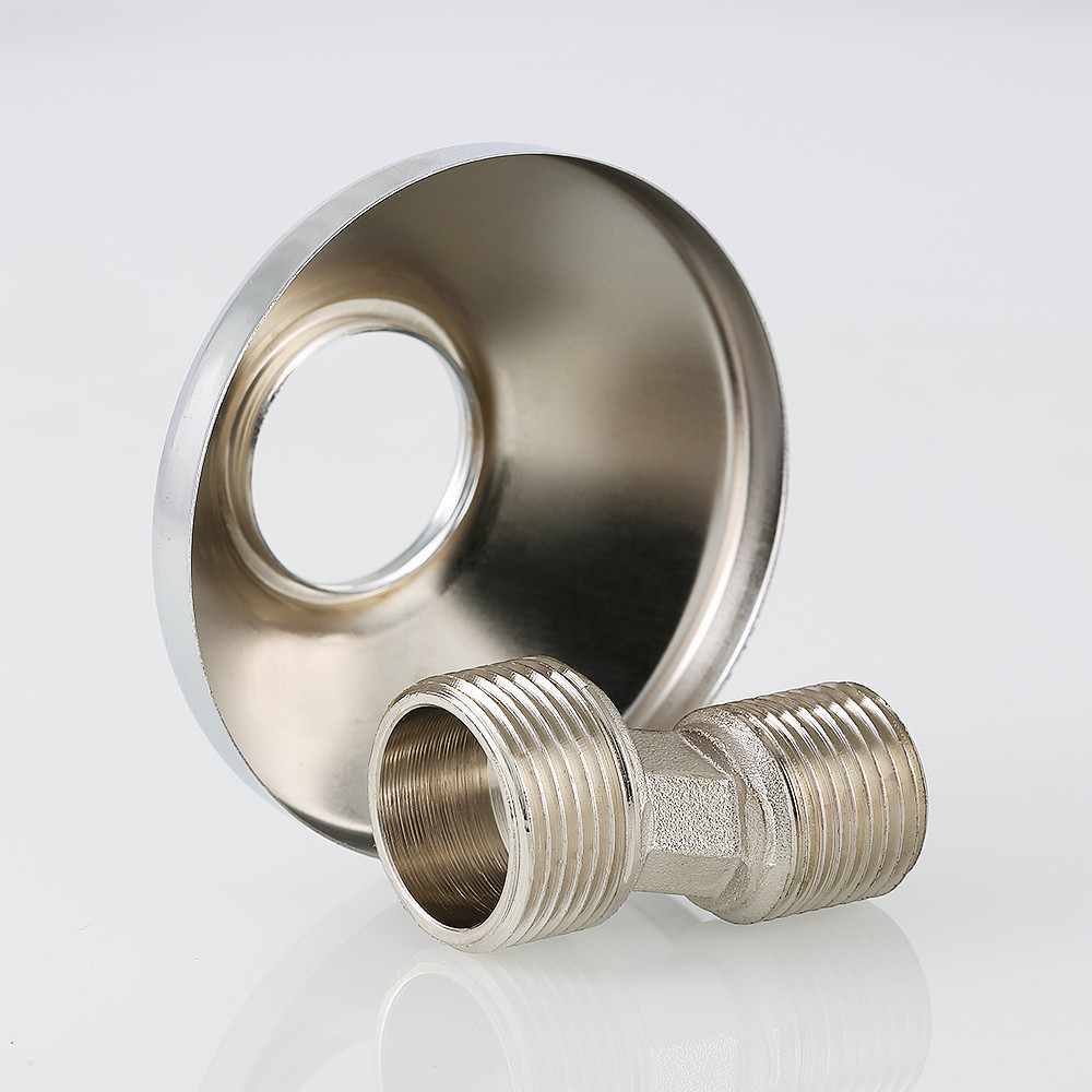 Эксцентрик резьбовой 3/4" х 1/2" (НР) с декоративной чашкой 25 мм латунь-никель VALTEC (VTr.670.N.05