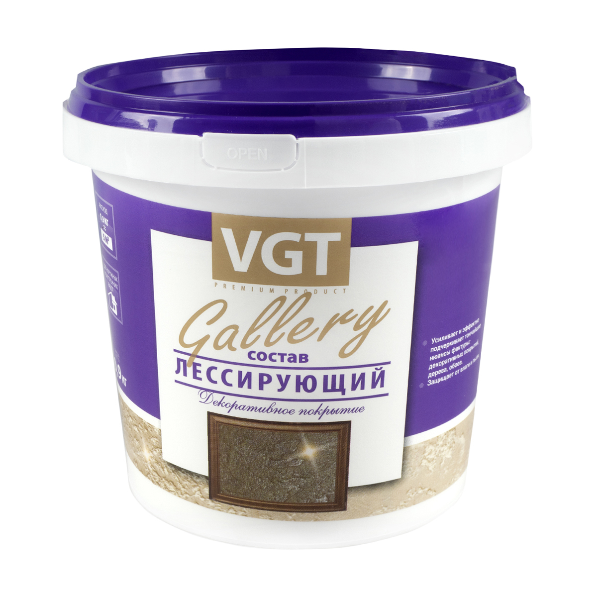 Состав лессирующий "gallery" бесцветный полупрозрачн. 0,9 кг (6)  "вгт"
