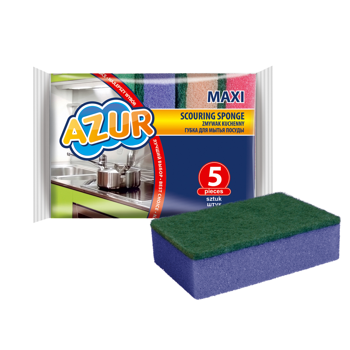 Губки для посуды "azur макси" упак. 5 шт. (1/48) ''york''