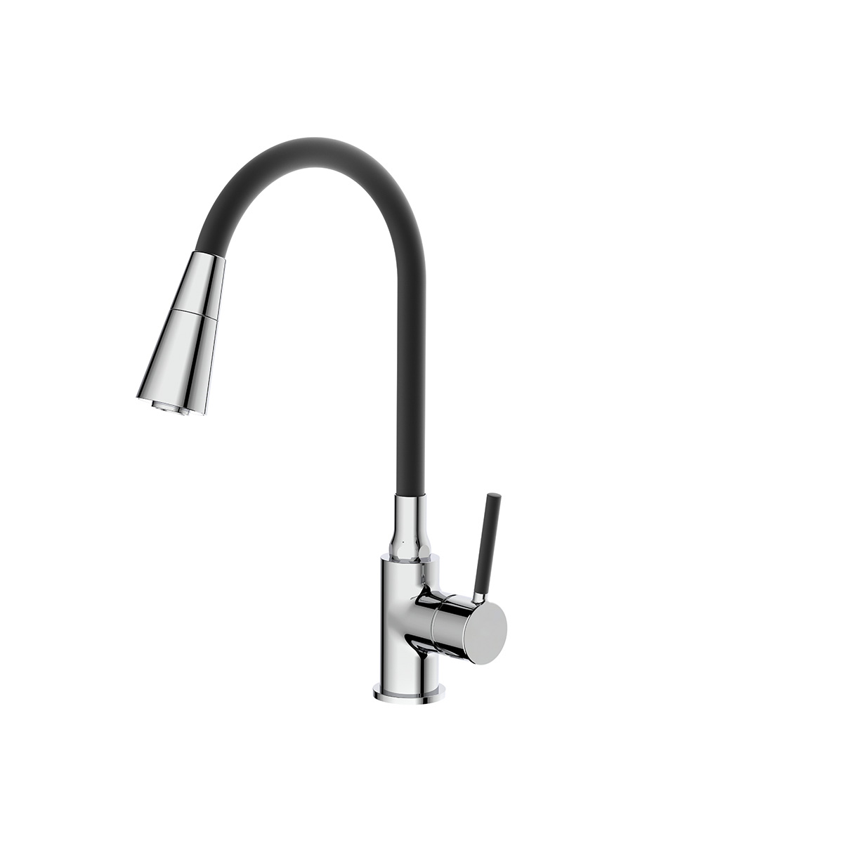 Смеситель для кухни f4044 гибкий излив, черный/ хром (1/10) "frap"