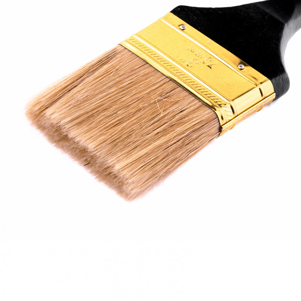 Кисть плоская "Профи" 3", натуральная щетина, деревянная ручка MTX (83154)