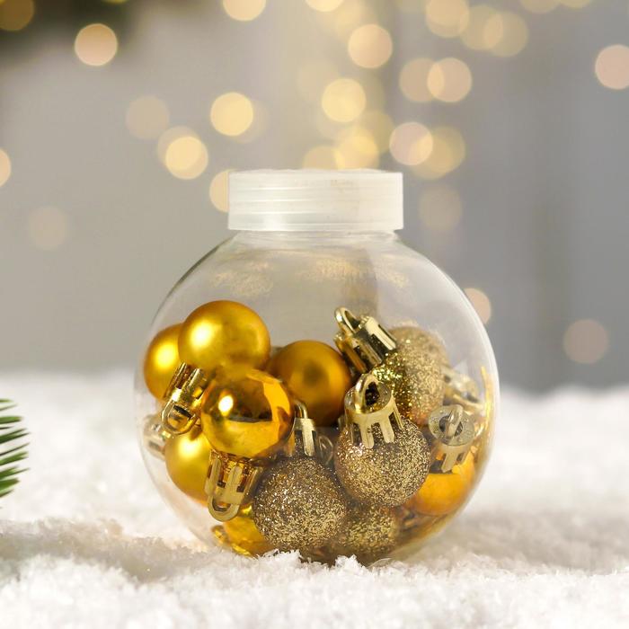 Шары новогодние d-2 см (набор 18 шт.) "небылица" золото "зимнее волшебство"  6536789