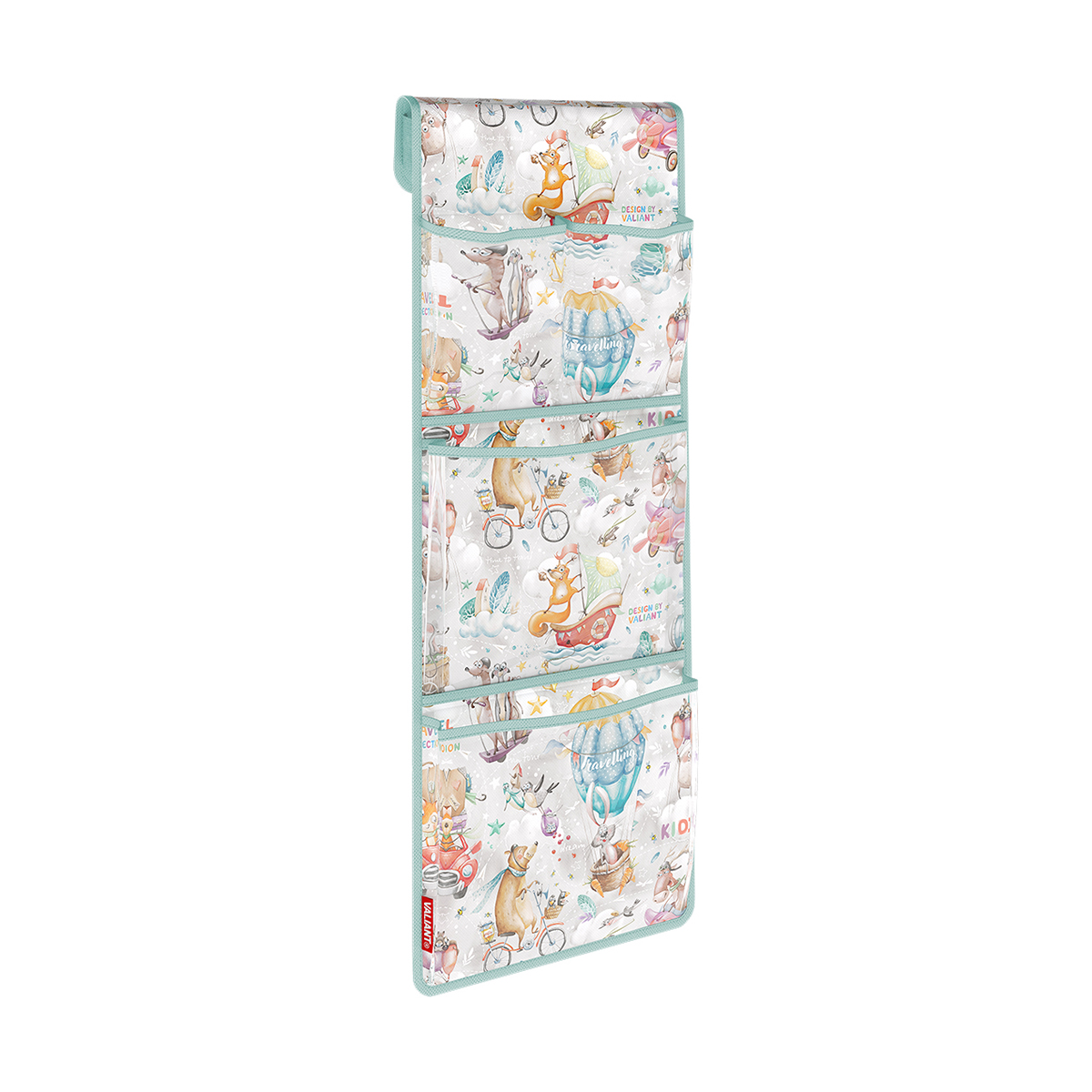 Кармашек подвесной "путешастики" 76*25 см, 4 прозрачных отделения  (1/36) "valiant" ktr-s4p