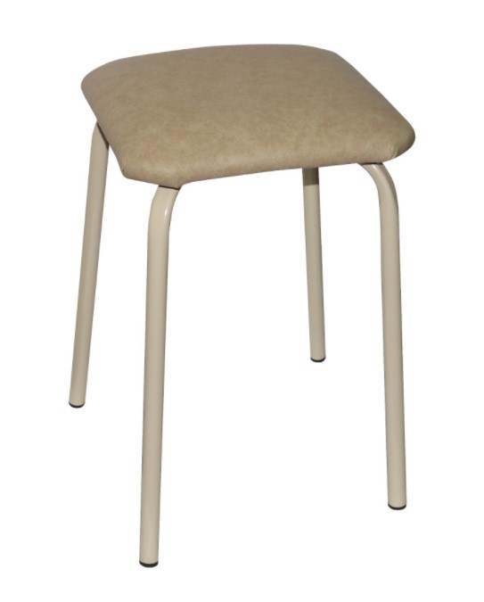 Табурет квадратное мягкое сиденье (бежевый) ножки сталь (1/5) "виолет"