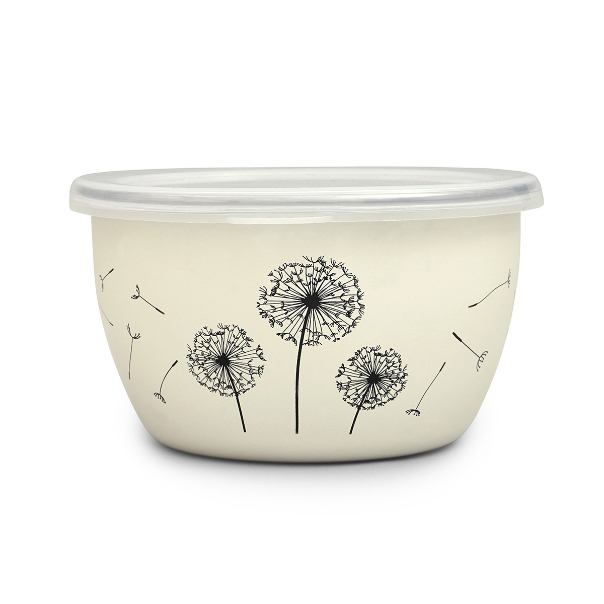 Миска эмалиров. "одуванчик" 2,4 л, 18 см пласт. крышка (1/4) "metrot"