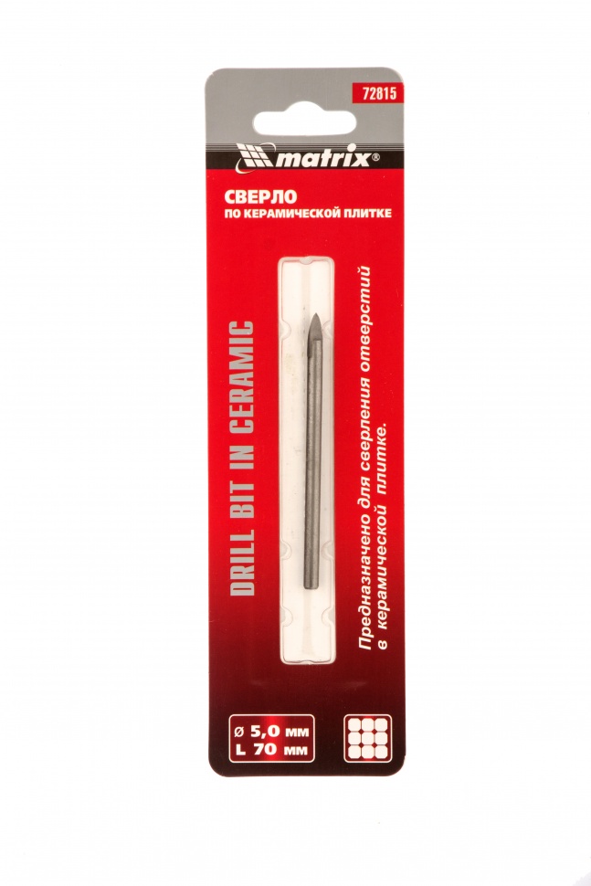 Сверло по керамической плитке, 5 мм, цилиндрический хвостовик Matrix (72815)