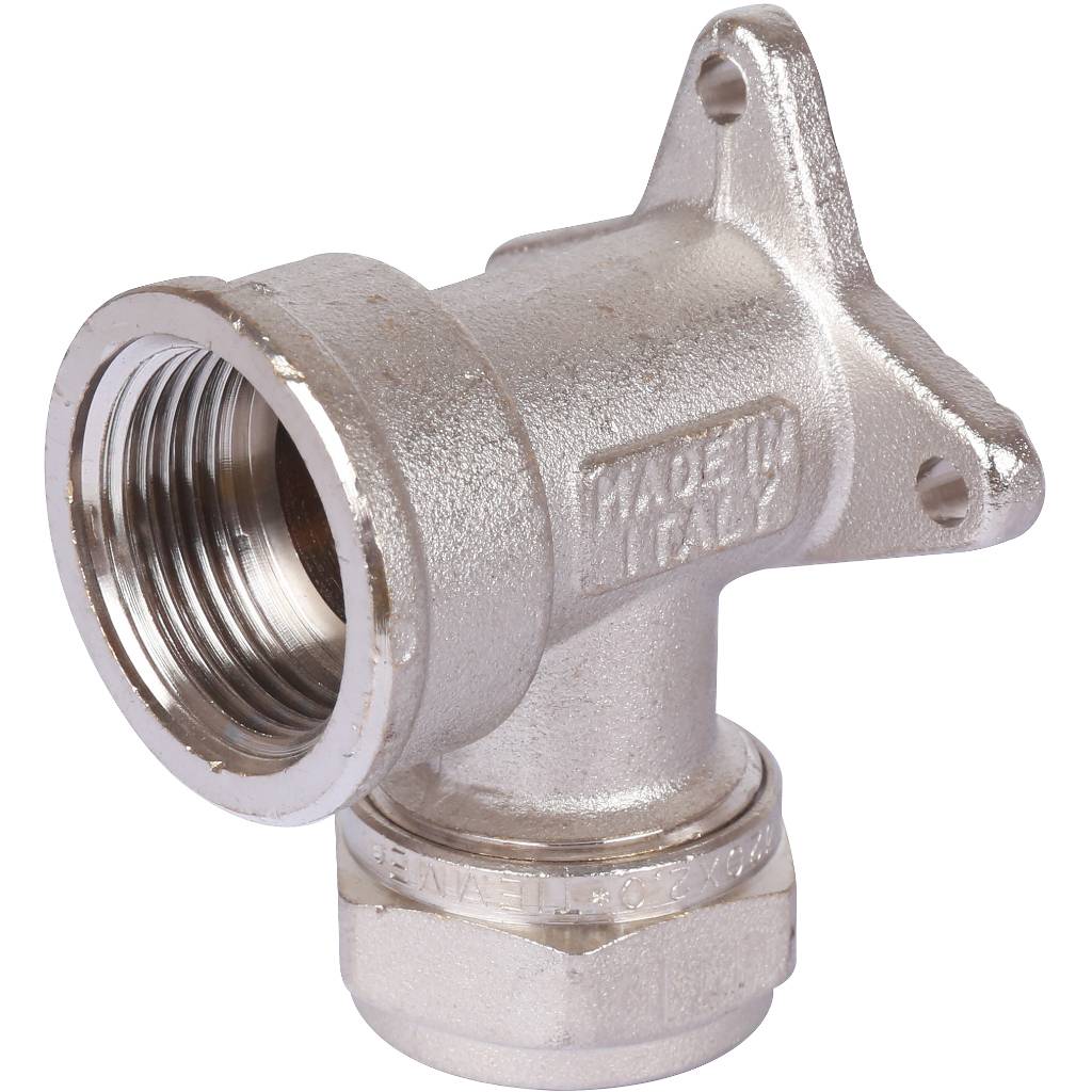 Угол настенный с креплением 20 х 3/4'' ВР обжим TIEMME для металлопласта