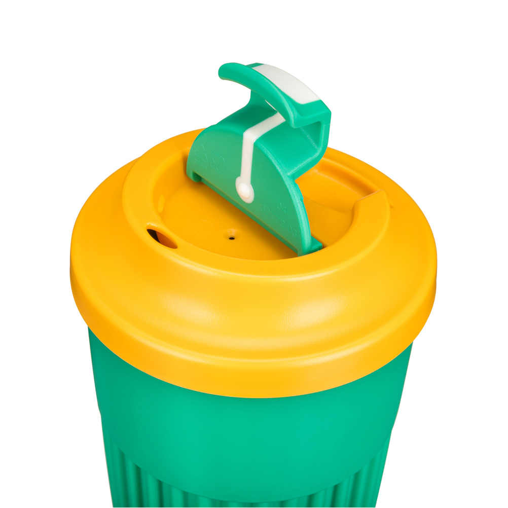 Термокружка с клапаном 450 мл (зеленая) (1/10) "бытпласт"