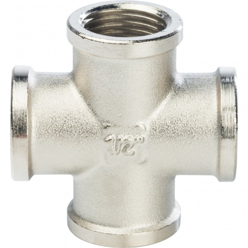 Крестовина резьбовая ВР 1/2" никель STOUT