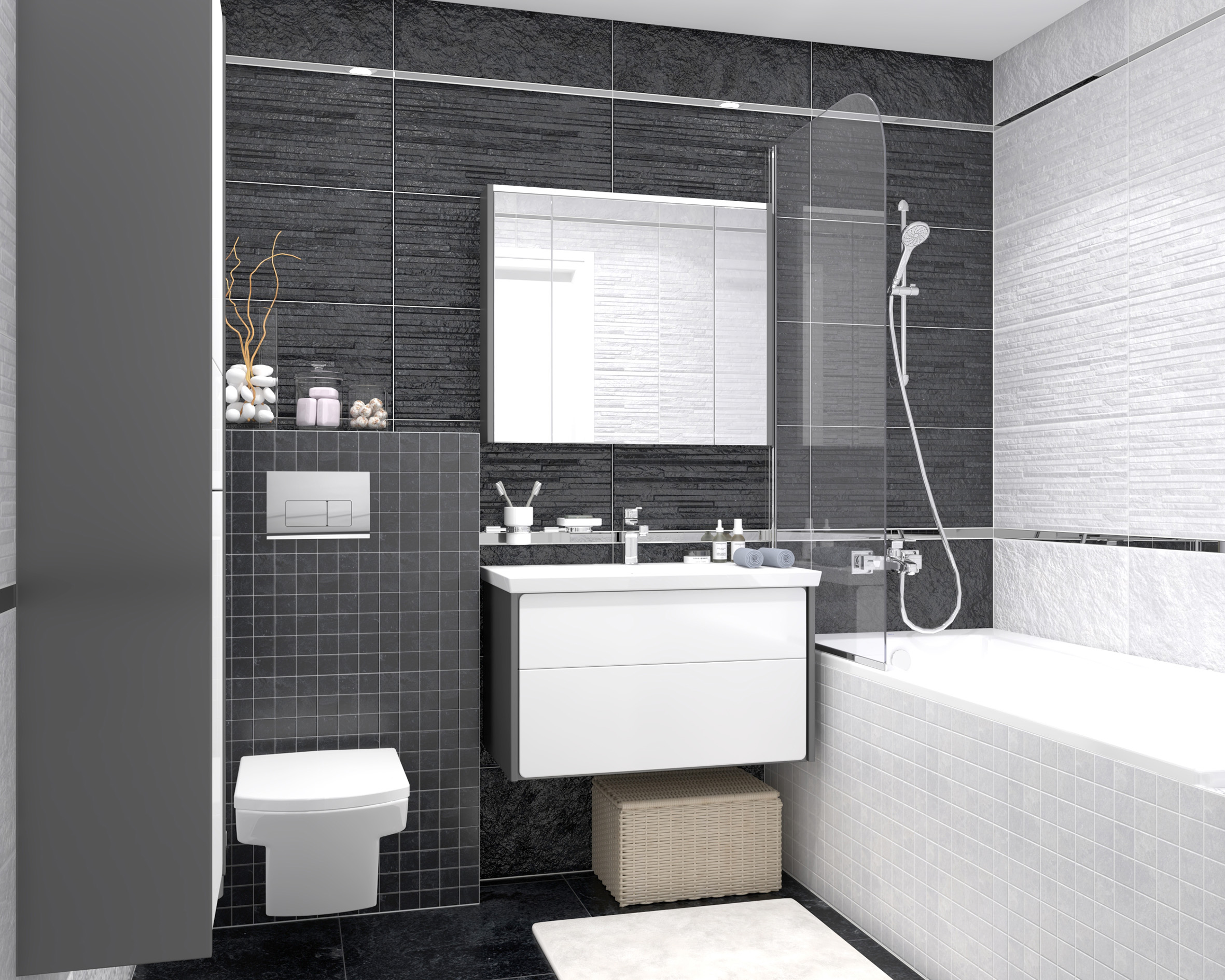 Hard керамогранит белый мозаика 30x60