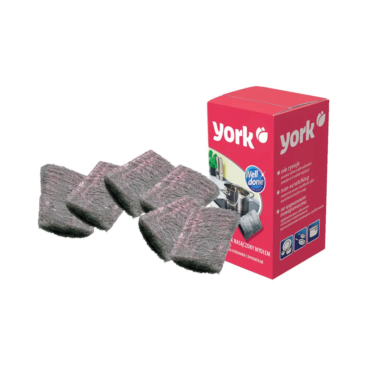 Мочалки для посуды металл. с пропиткой упак. 6 шт. (1/144) "york"