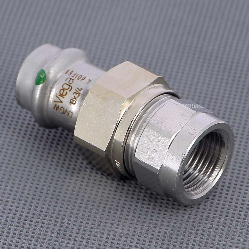 Муфта пресс-В разъёмная 18x3/4" с плоской прокладкой нержавеющая сталь Sanpress Inox VIEGA