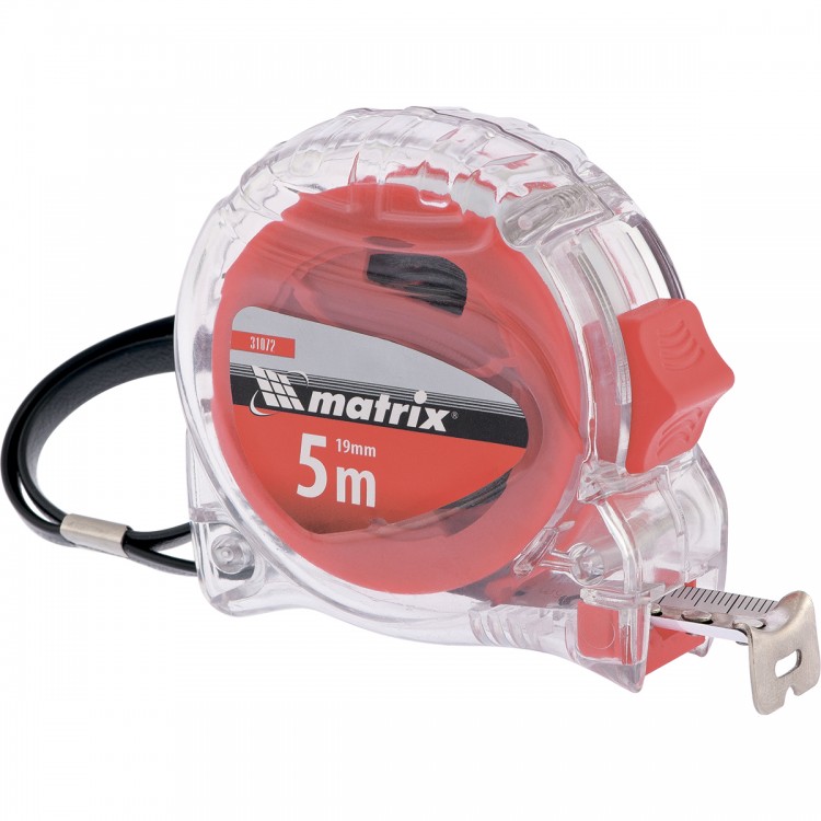 Рулетка Crystal, 5 м х 25 мм, корпус из поликарбоната Matrix (31073)