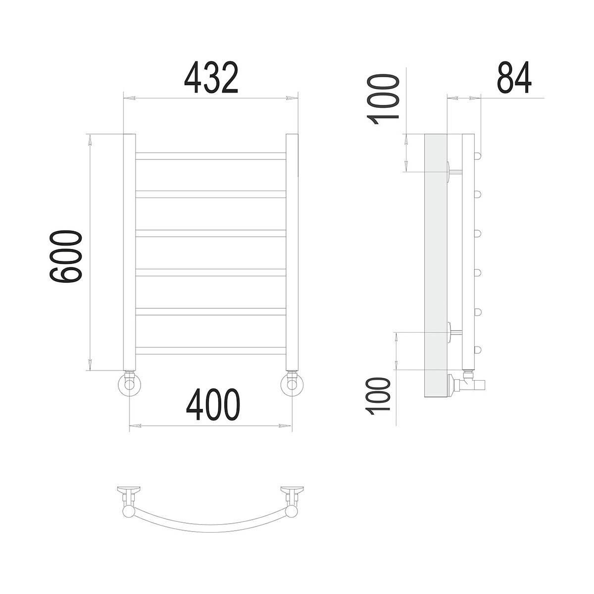 Полотенцесушитель водяной "классик" п6 400*600 (хром) "terminus"