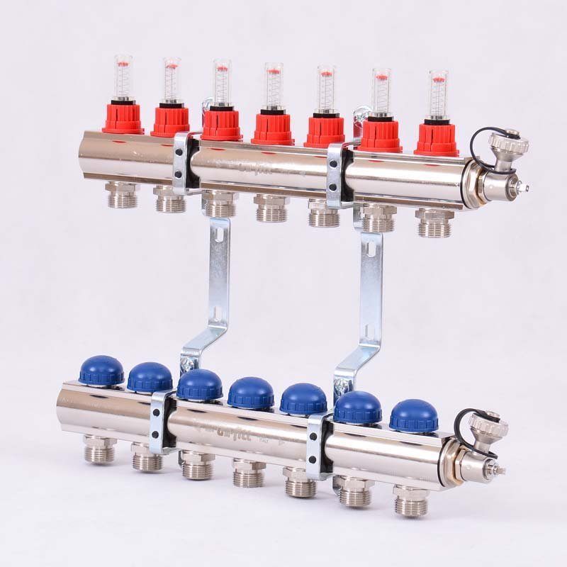 Коллекторная группа UNI-FITT 1'х3/4" ЕК 7 выходов с расходомерами и дренажными клапанами