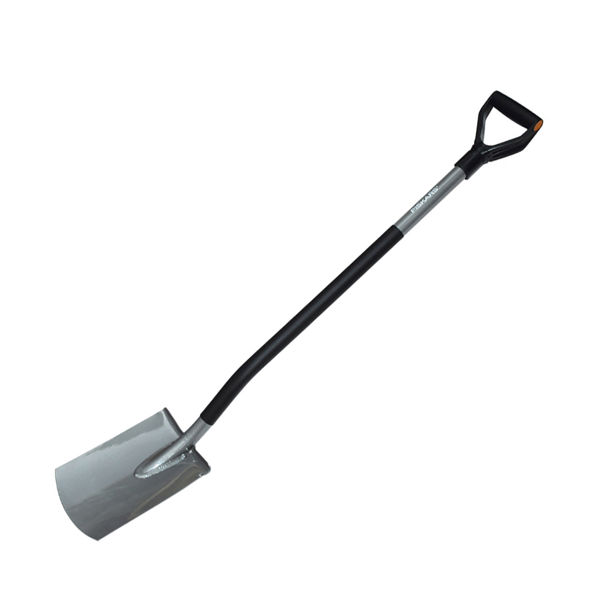 Лопата совковая с закругл. лезвием "ergonomic", с черенком и ручкой (1/4) "fiskars" 1001411